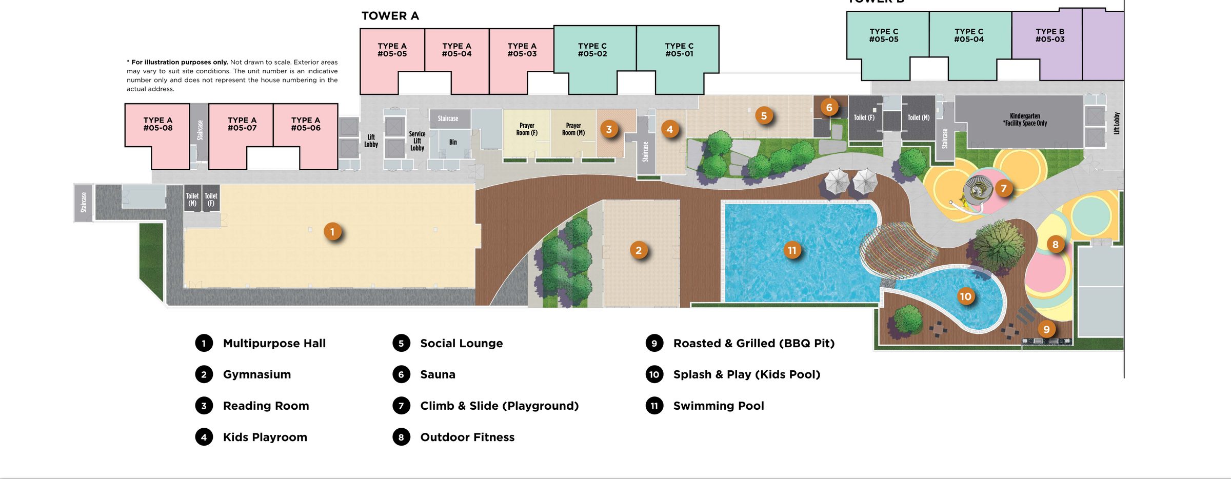 MBW Boulevard 1 5th floor facilities plan with numbered legend