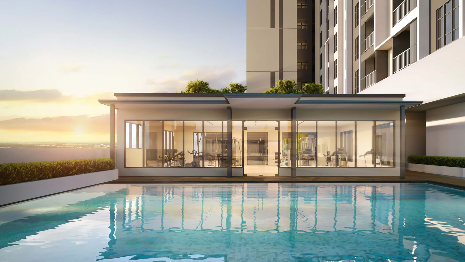 Poolside gymnasium pavilion at MBW Boulevard 1
